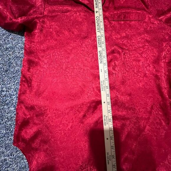 DELICATES 2 piece, women's size S, polyester pajamas set, red satin feel - Picture 6 of 10